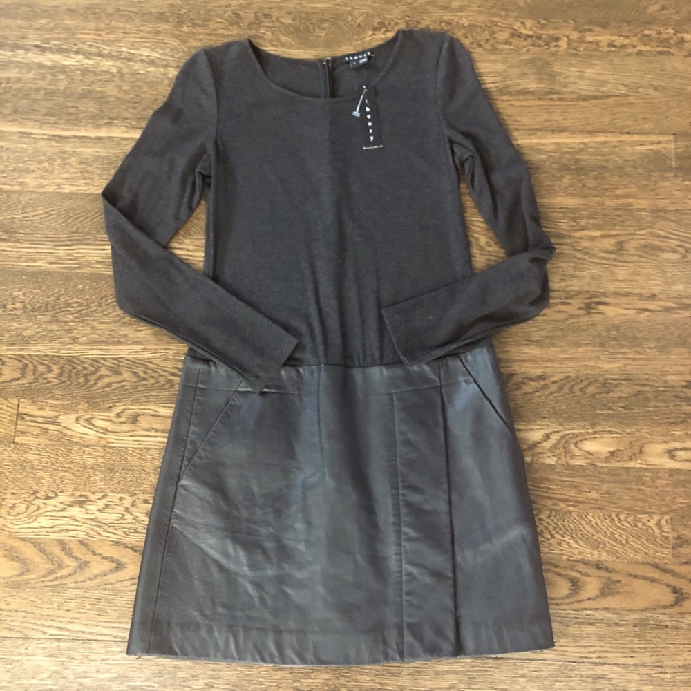 NWT Theory Bowmont leather dress